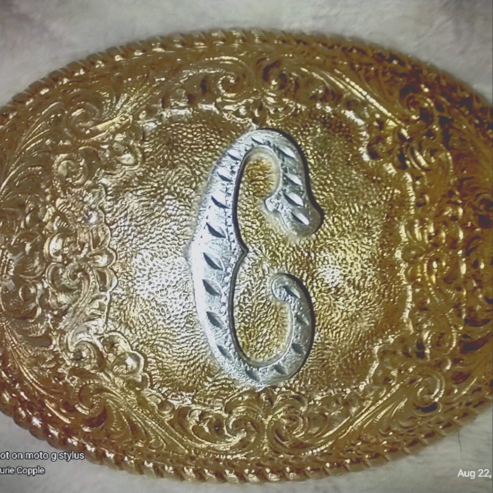 El Arturo Crumrine Letter C Cowgirl belt buckle,